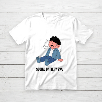 SOCIAL BATTERY -  Half Sleeve Round Neck T-Shirt
