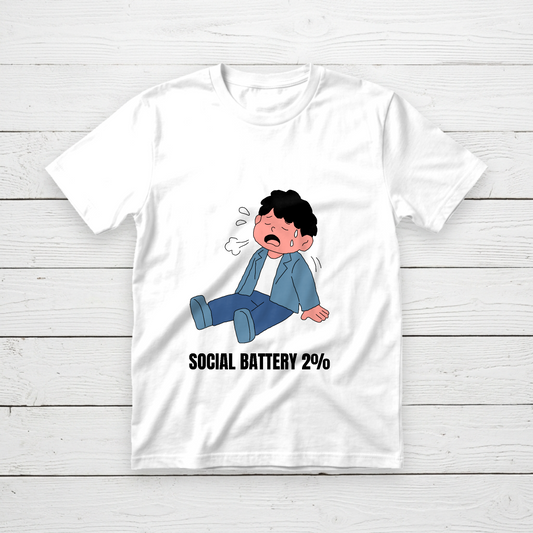 SOCIAL BATTERY -  Half Sleeve Round Neck T-Shirt