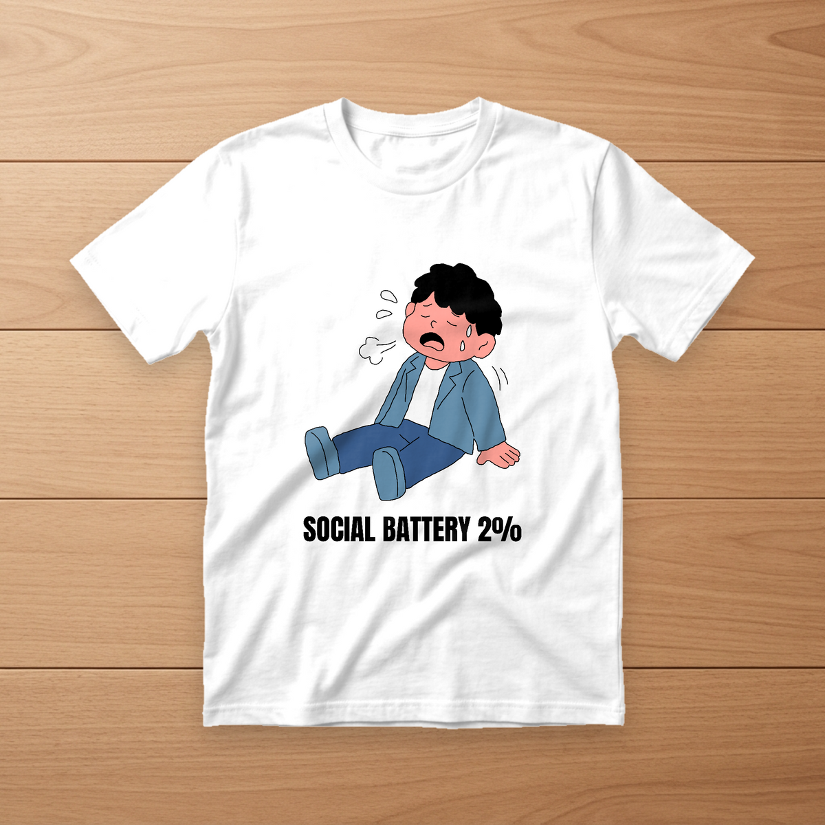 SOCIAL BATTERY -  Half Sleeve Round Neck T-Shirt