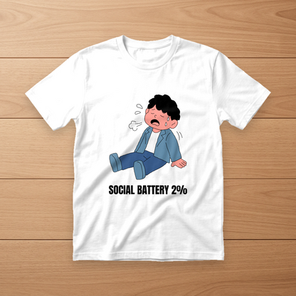 SOCIAL BATTERY -  Half Sleeve Round Neck T-Shirt